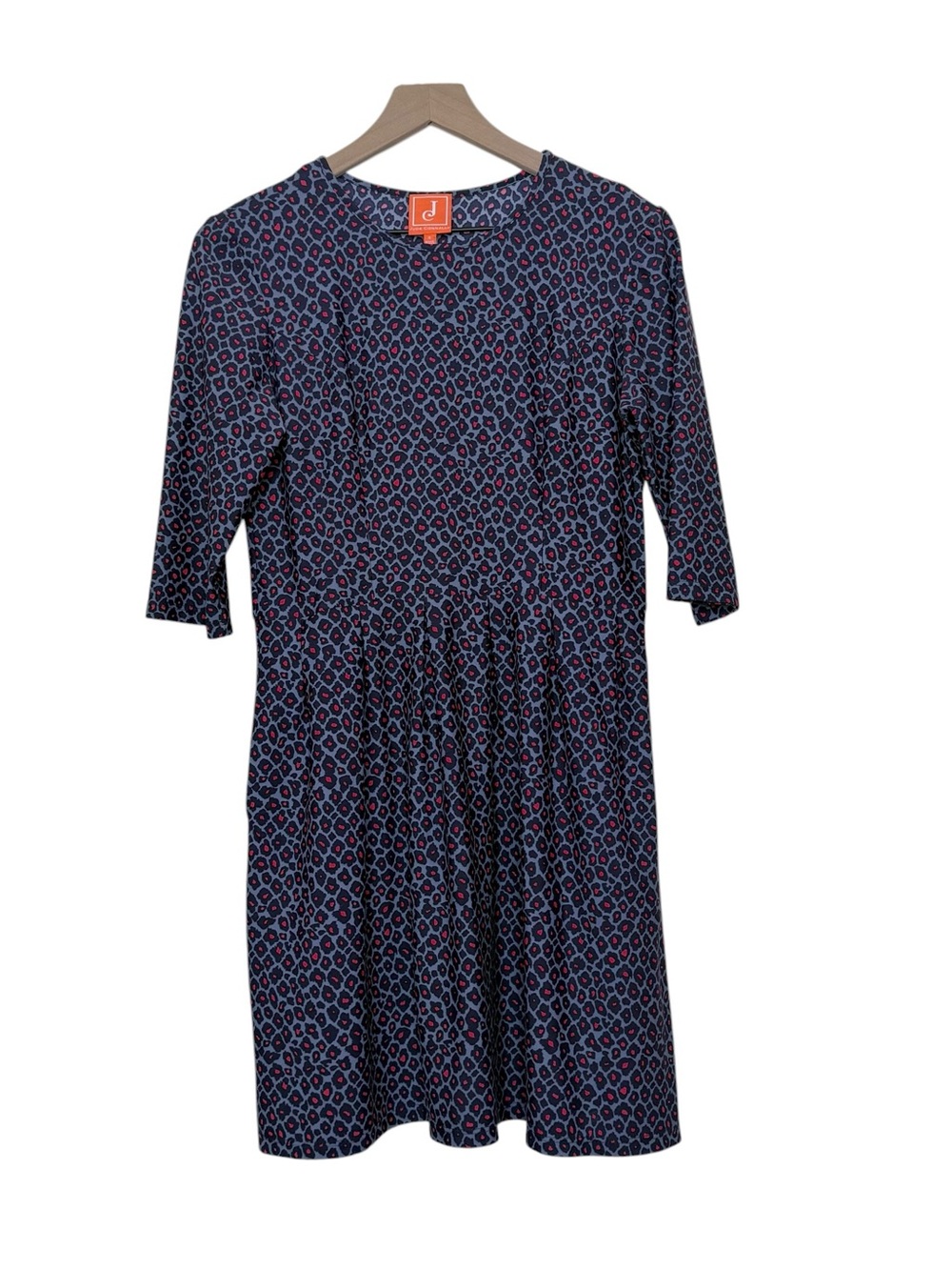 Jude Connally Small Jude Cloth Leopard Print Blue Pink Dress Pockets Stretch